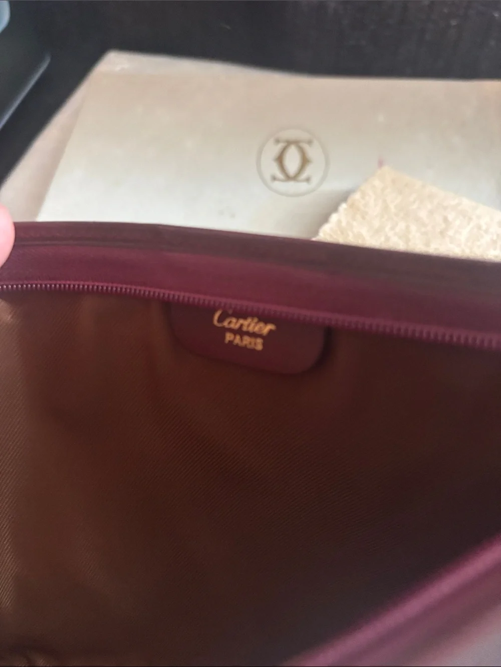 Cartier Burgundy Leather Zip Pouch - Picture 6 of 17